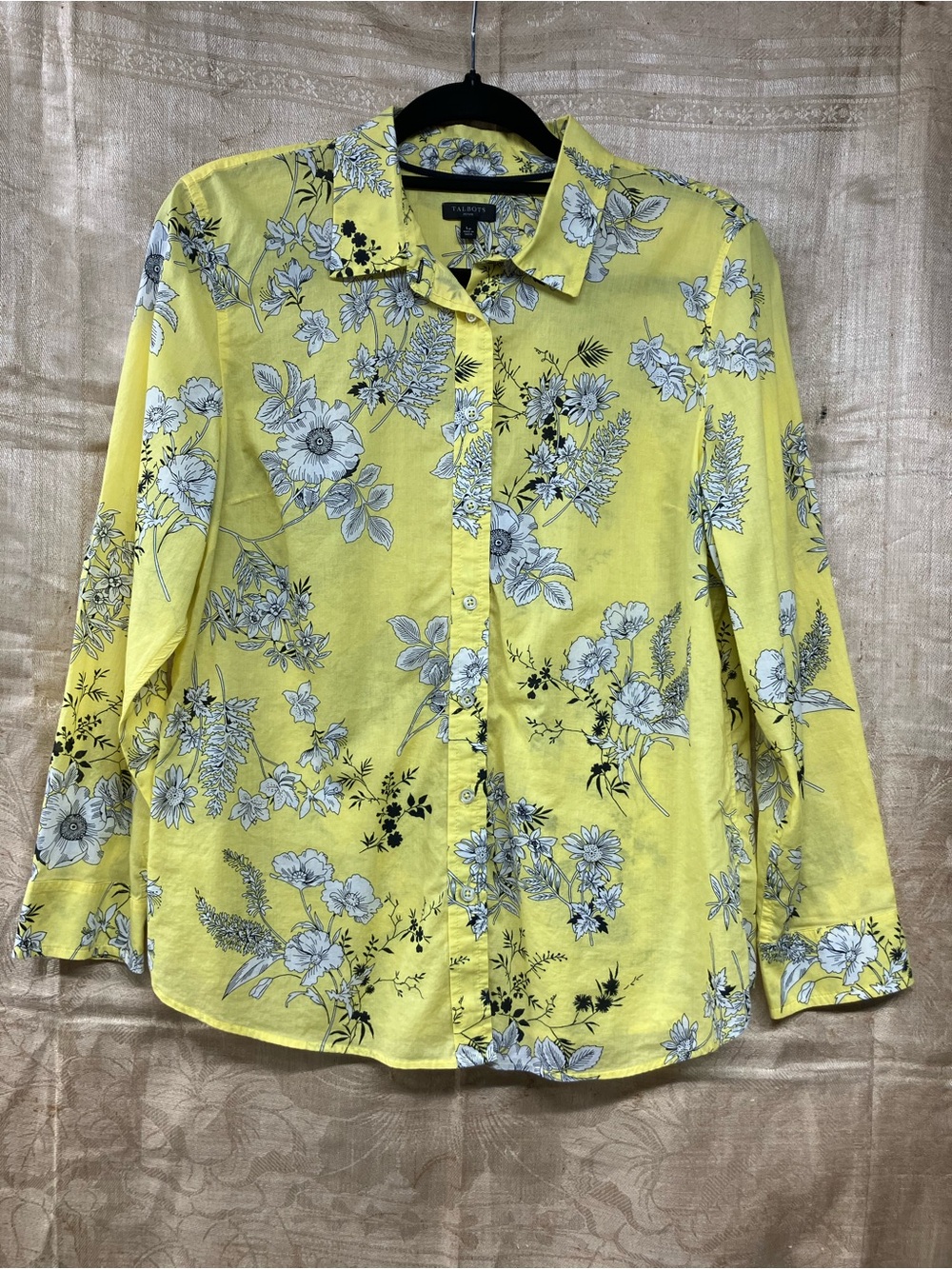 Talbots Yellow Floral Button-Up Shirt - Women's